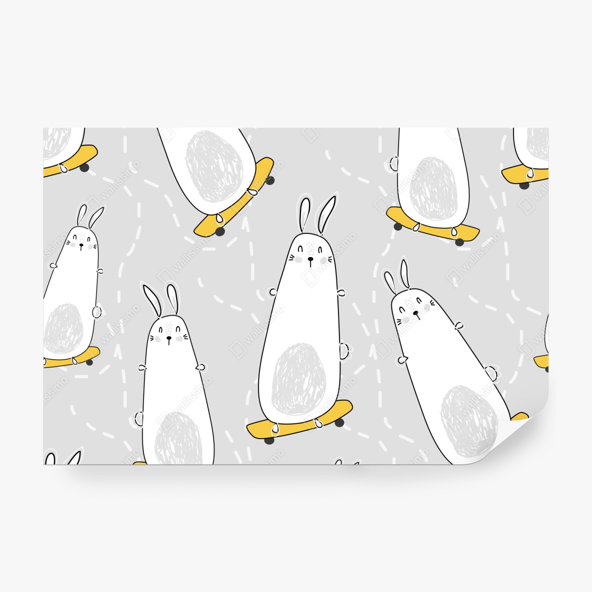 Fototapeta zabawne króliki na deskorolkach – Wallissimo® Fototapeta zabawne króliki na deskorolkach – Wallissimo®
