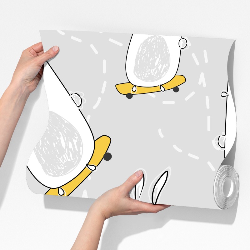 Fototapeta zabawne króliki na deskorolkach – Wallissimo® Fototapeta zabawne króliki na deskorolkach – Wallissimo®
