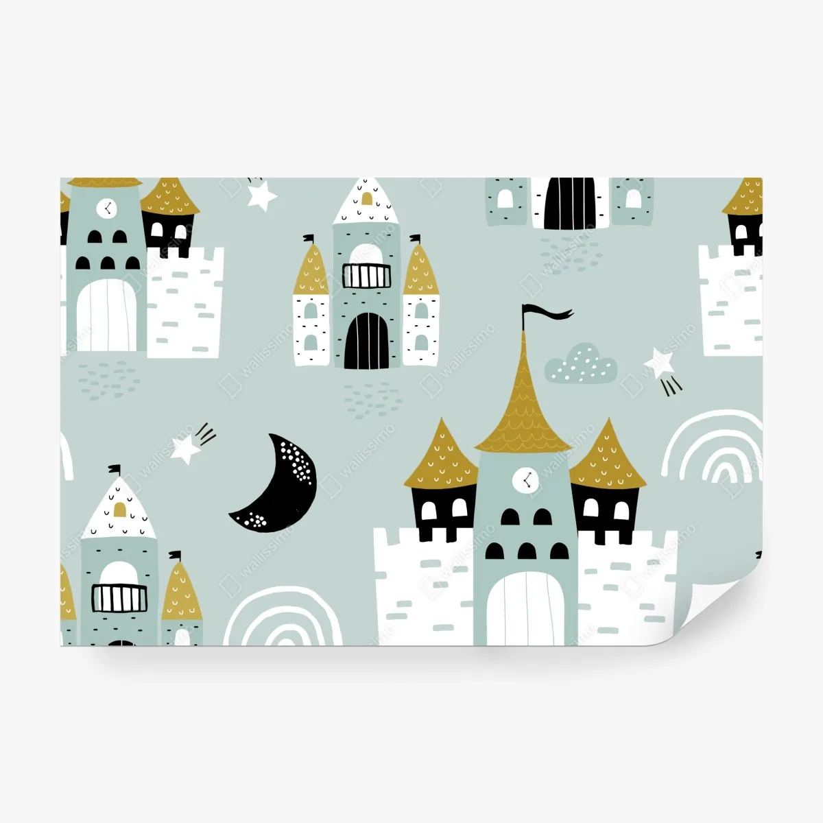 Fototapeta pastelowy wzór zamku do pokoju dziecięcego – Wallissimo® Fototapeta pastelowy wzór zamku do pokoju dziecięcego – Wallissimo®