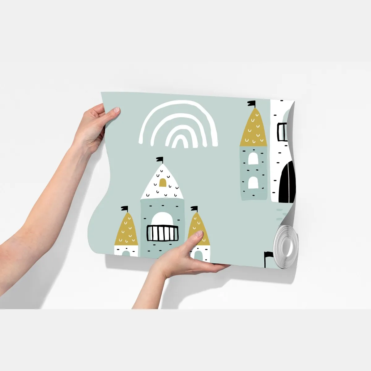 Fototapeta pastelowy wzór zamku do pokoju dziecięcego – Wallissimo® Fototapeta pastelowy wzór zamku do pokoju dziecięcego – Wallissimo®