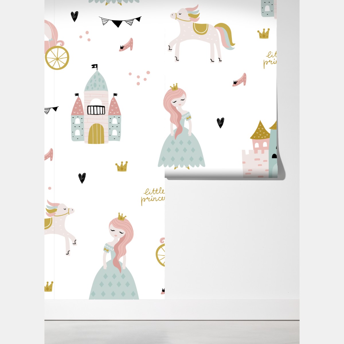 Fototapeta pastelowy wzór księżniczki do pokoju dziecięcego – Wallissimo® Fototapeta pastelowy wzór księżniczki do pokoju dziecięcego – Wallissimo®