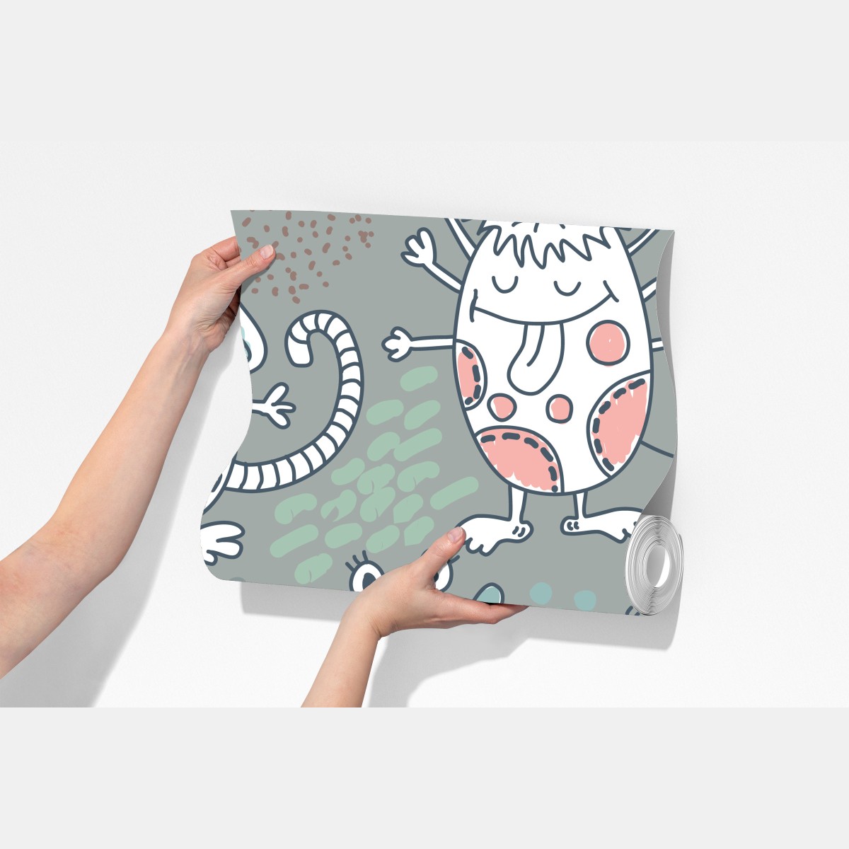 Fototapeta zabawny pastelowy wzór potworów – Wallissimo® Fototapeta zabawny pastelowy wzór potworów – Wallissimo®