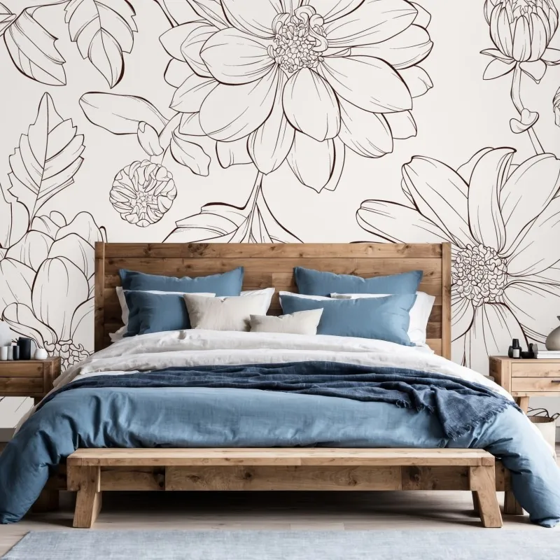 Fototapeta delikatny botaniczny rysunek kwiatowy