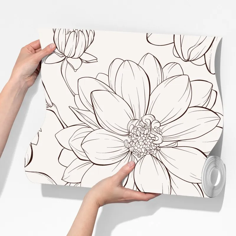 Fototapeta delikatny botaniczny rysunek kwiatowy – Wallissimo® Fototapeta delikatny botaniczny rysunek kwiatowy – Wallissimo®