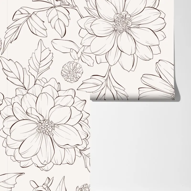 Fototapeta delikatny botaniczny rysunek kwiatowy – Wallissimo® Fototapeta delikatny botaniczny rysunek kwiatowy – Wallissimo®