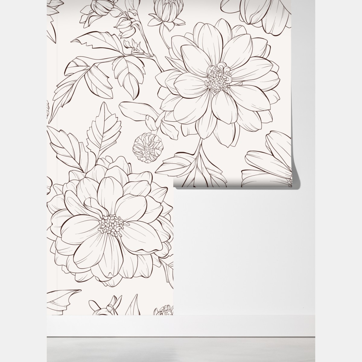 Fototapeta delikatny botaniczny rysunek kwiatowy – Wallissimo® Fototapeta delikatny botaniczny rysunek kwiatowy – Wallissimo®