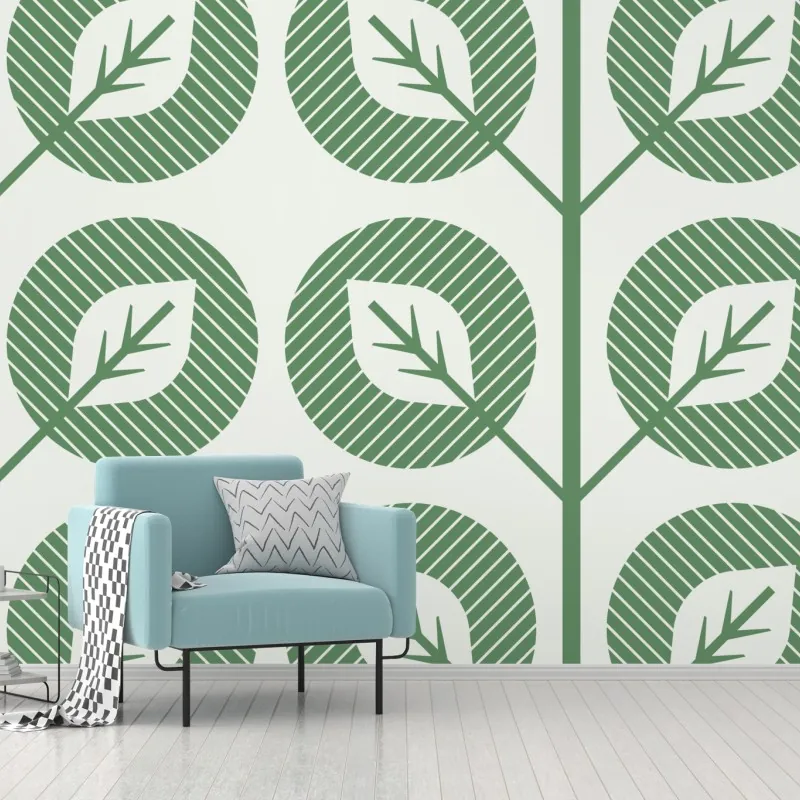 Fototapeta zielony geometryczny wzór liści