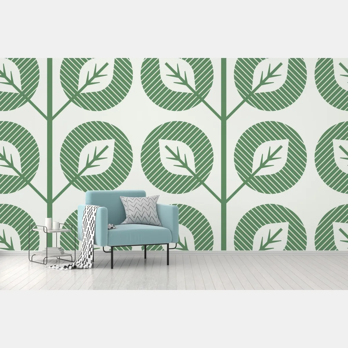 Fototapeta zielony geometryczny wzór liści – Wallissimo® Fototapeta zielony geometryczny wzór liści – Wallissimo®