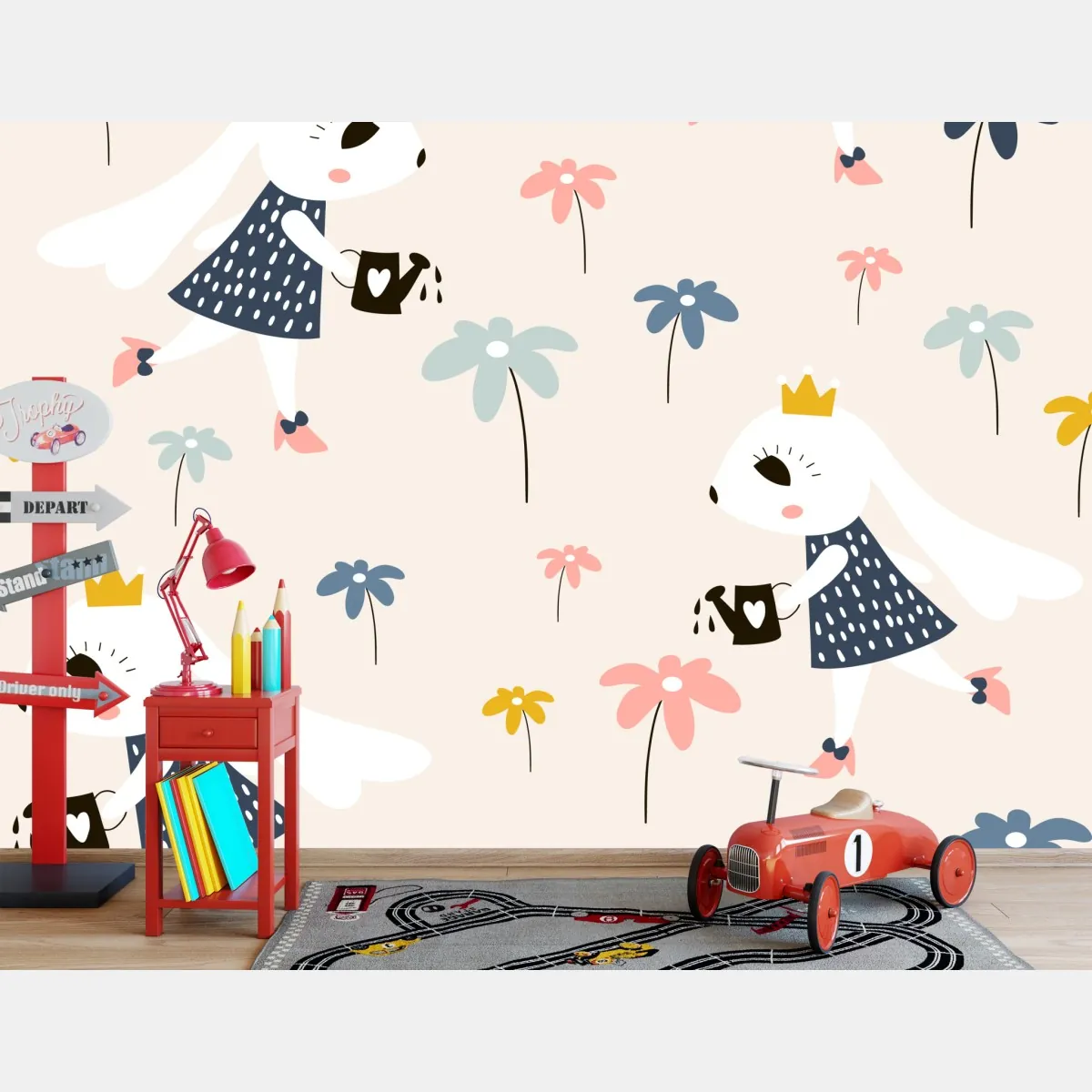 Fototapeta mała króliczka księżniczka wzór – Wallissimo® Fototapeta mała króliczka księżniczka wzór – Wallissimo®