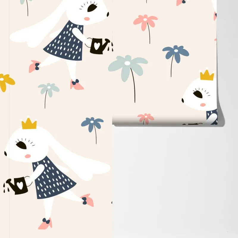 Fototapeta mała króliczka księżniczka wzór – Wallissimo® Fototapeta mała króliczka księżniczka wzór – Wallissimo®