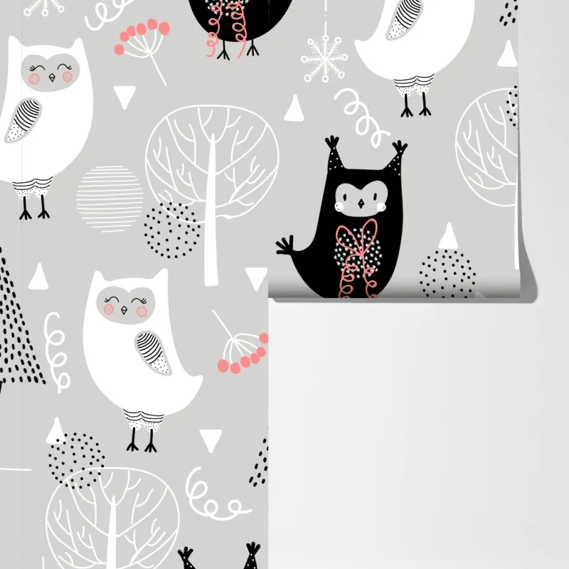 Fototapeta skandynawski wzór z sówkami do pokoju dziecięcego – Wallissimo® Fototapeta skandynawski wzór z sówkami do pokoju dziecięcego – Wallissimo®