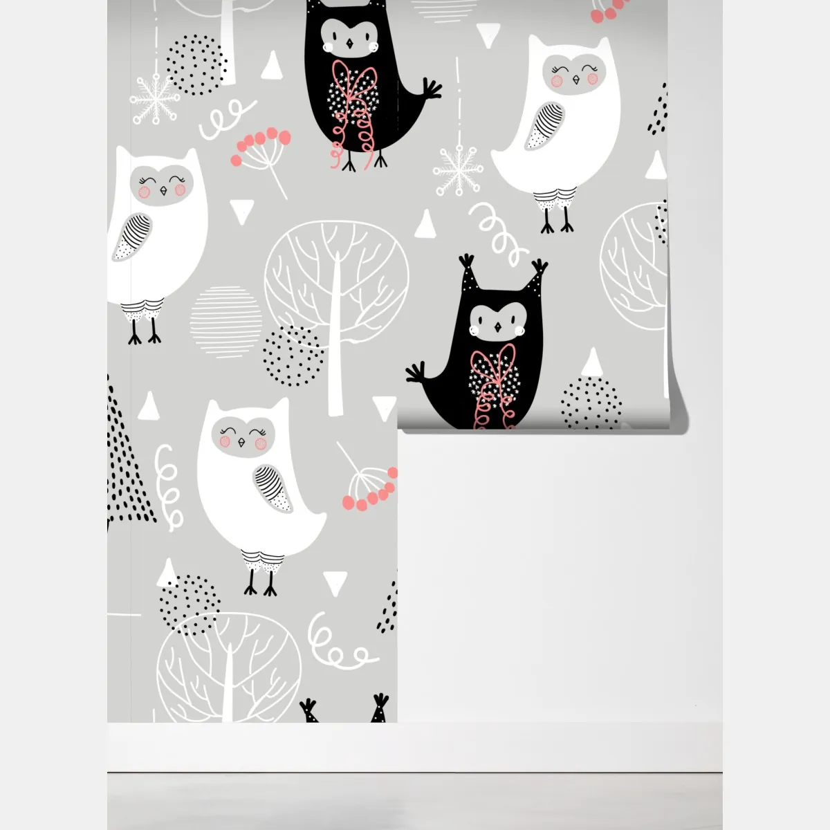 Fototapeta skandynawski wzór z sówkami do pokoju dziecięcego – Wallissimo® Fototapeta skandynawski wzór z sówkami do pokoju dziecięcego – Wallissimo®