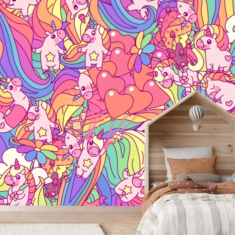 Fototapeta pastelowy wzór z jednorożcami