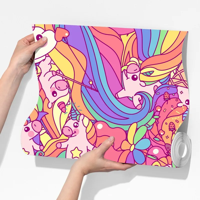 Fototapeta pastelowy wzór z jednorożcami – Wallissimo® Fototapeta pastelowy wzór z jednorożcami – Wallissimo®