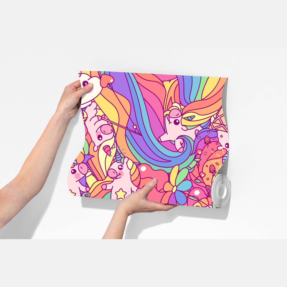 Fototapeta pastelowy wzór z jednorożcami – Wallissimo® Fototapeta pastelowy wzór z jednorożcami – Wallissimo®