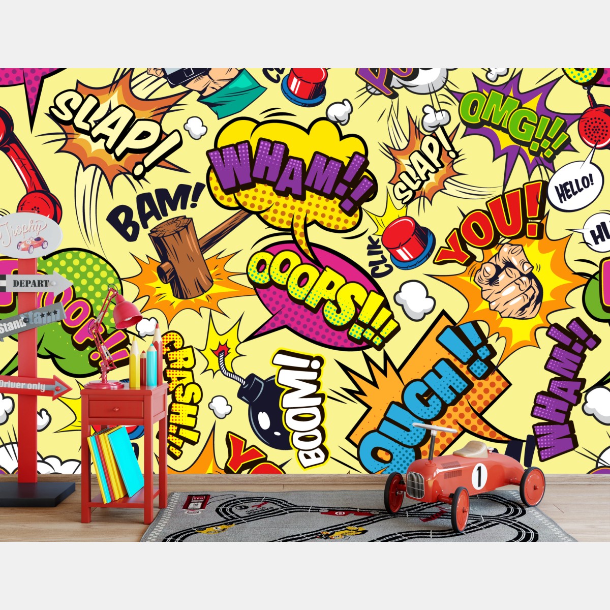 Wall mural retro pop-art comic collage