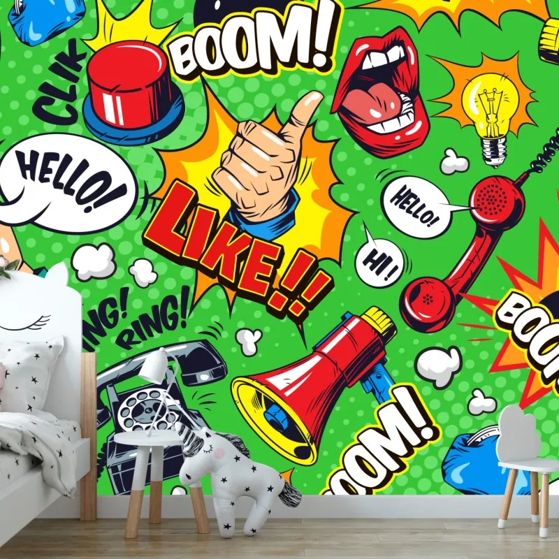 Fototapeta komiksowy wzór pop art z eksplozjami