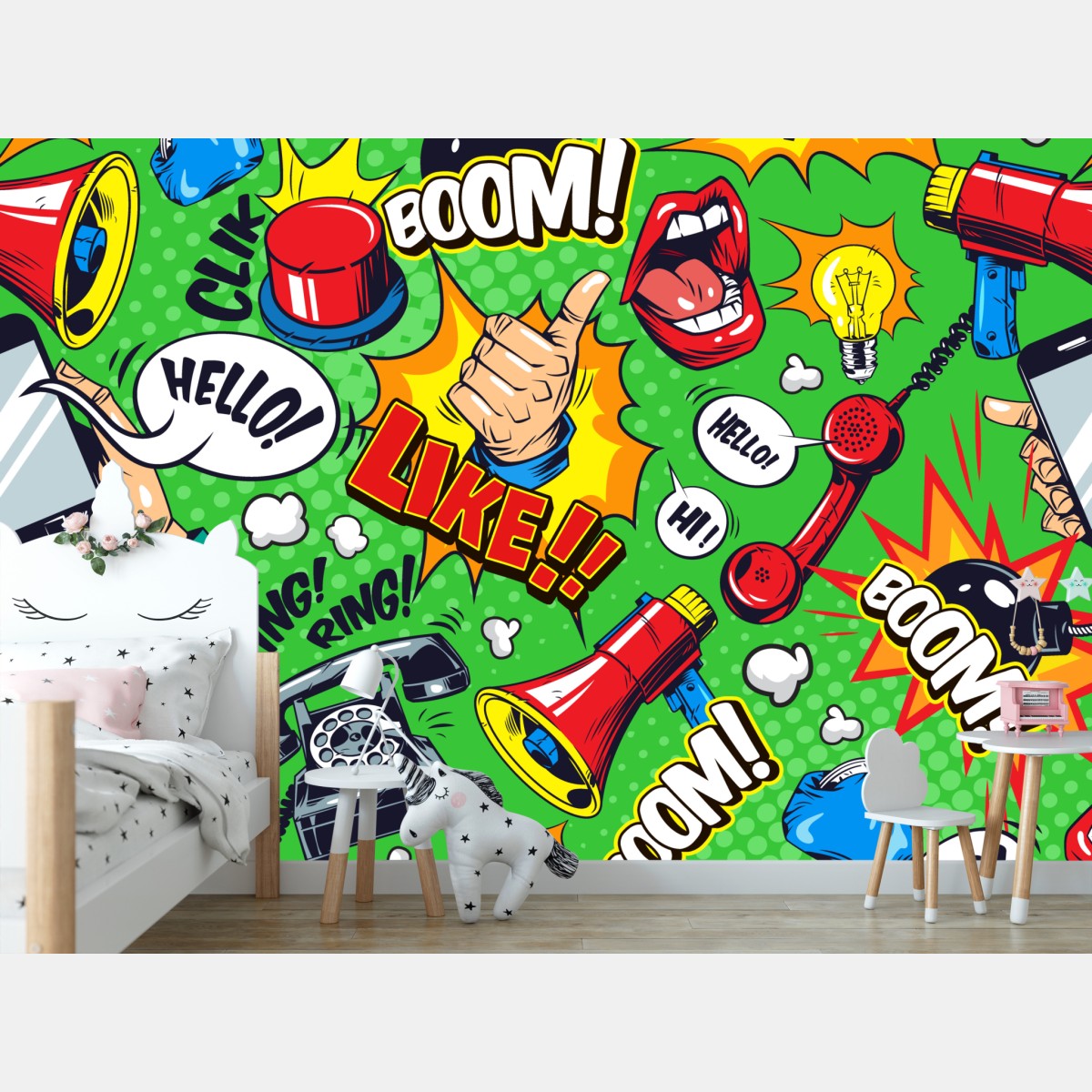 Wall mural comic pop art explosion pattern