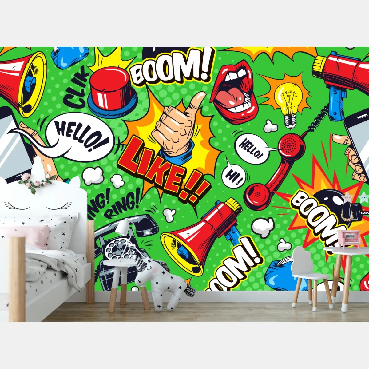 Fototapeta komiksowy wzór pop art z eksplozjami – Wallissimo® Fototapeta komiksowy wzór pop art z eksplozjami – Wallissimo®