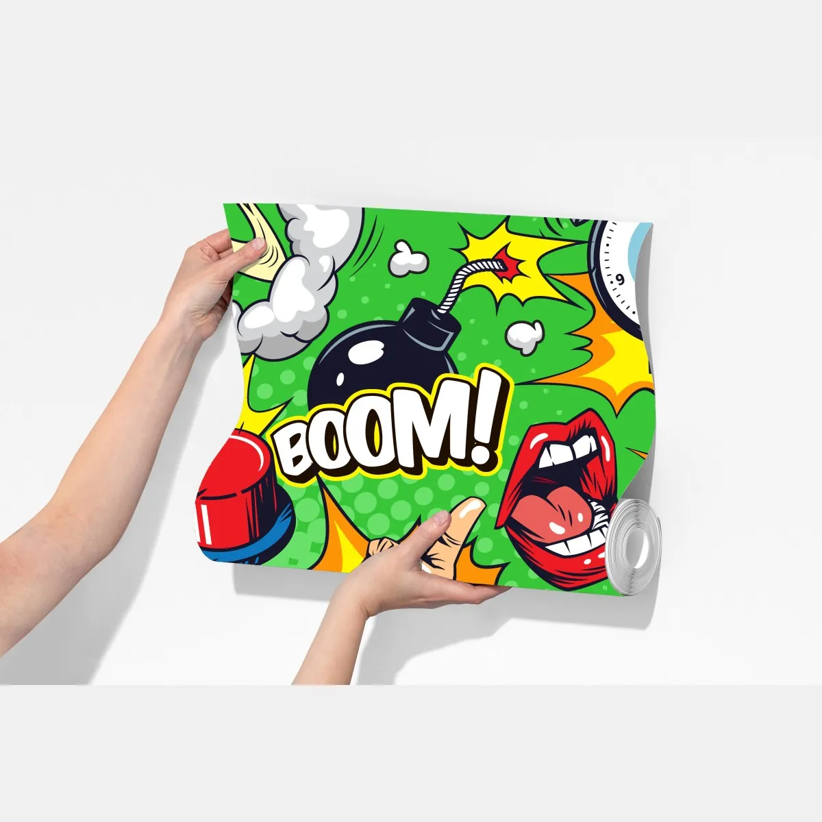 Fototapeta komiksowy wzór pop art z eksplozjami – Wallissimo® Fototapeta komiksowy wzór pop art z eksplozjami – Wallissimo®