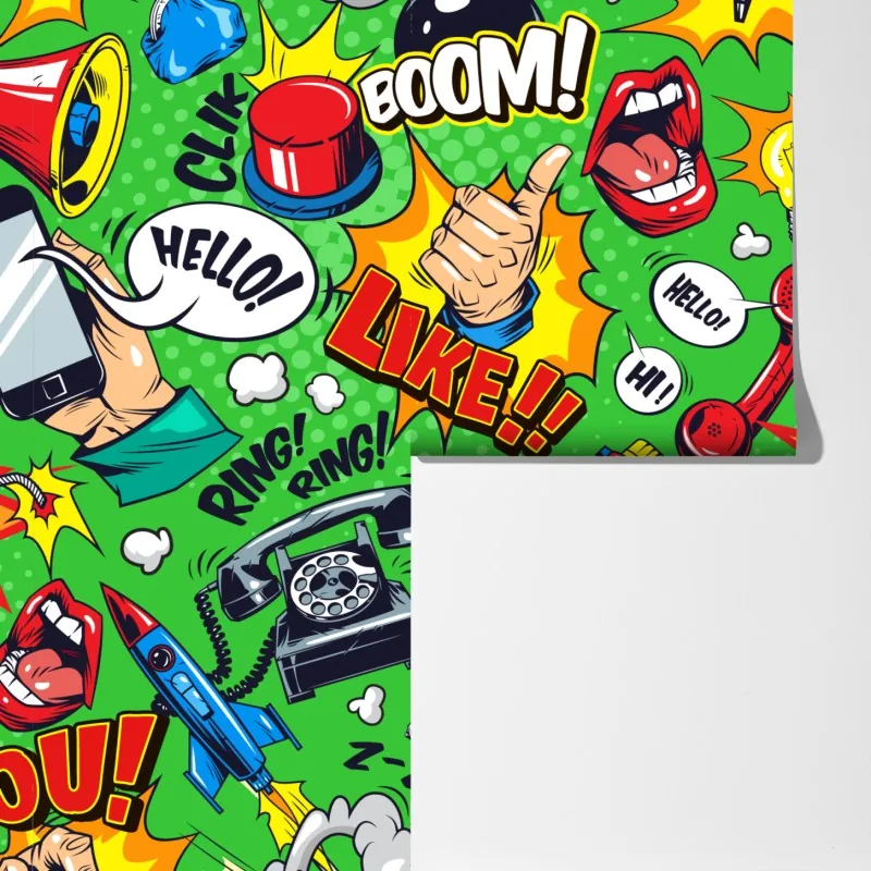 Fototapeta komiksowy wzór pop art z eksplozjami – Wallissimo® Fototapeta komiksowy wzór pop art z eksplozjami – Wallissimo®