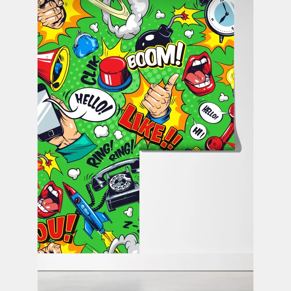 Fototapeta komiksowy wzór pop art z eksplozjami – Wallissimo® Fototapeta komiksowy wzór pop art z eksplozjami – Wallissimo®