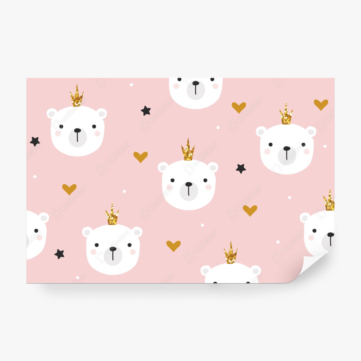 Fototapeta słodki wzór z niedźwiedziami w koronach do pokoju dziecka – Wallissimo® Fototapeta słodki wzór z niedźwiedziami w koronach do pokoju dziecka – Wallissimo®