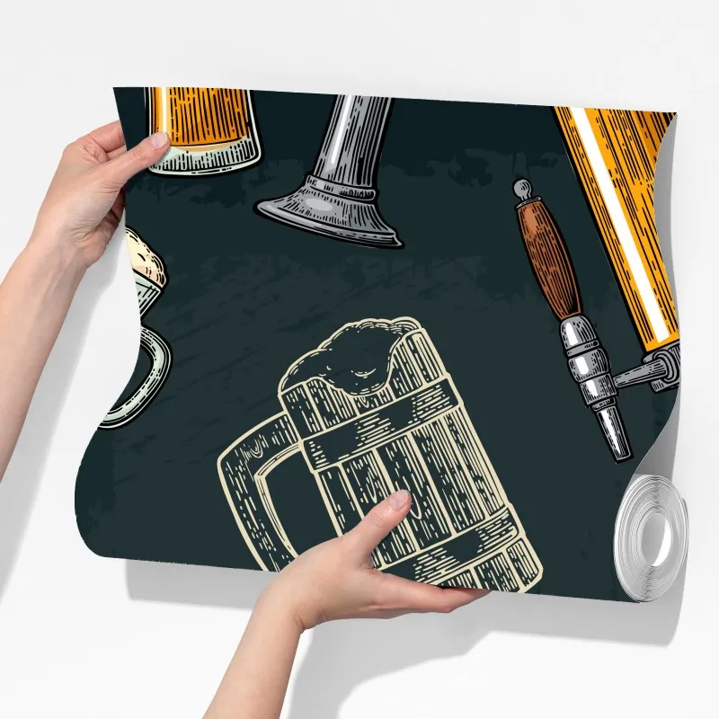 Fototapeta vintage wzór piwa i browaru – Wallissimo® Fototapeta vintage wzór piwa i browaru – Wallissimo®