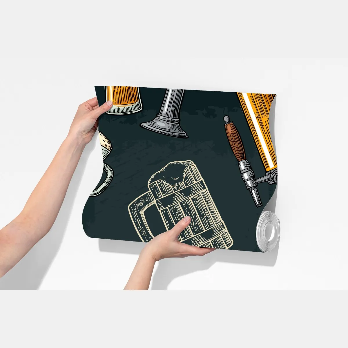 Fototapeta vintage wzór piwa i browaru – Wallissimo® Fototapeta vintage wzór piwa i browaru – Wallissimo®