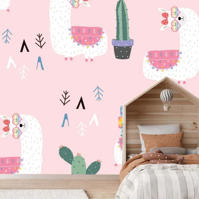 Fototapeta uroczy pastelowy wzór z lamami