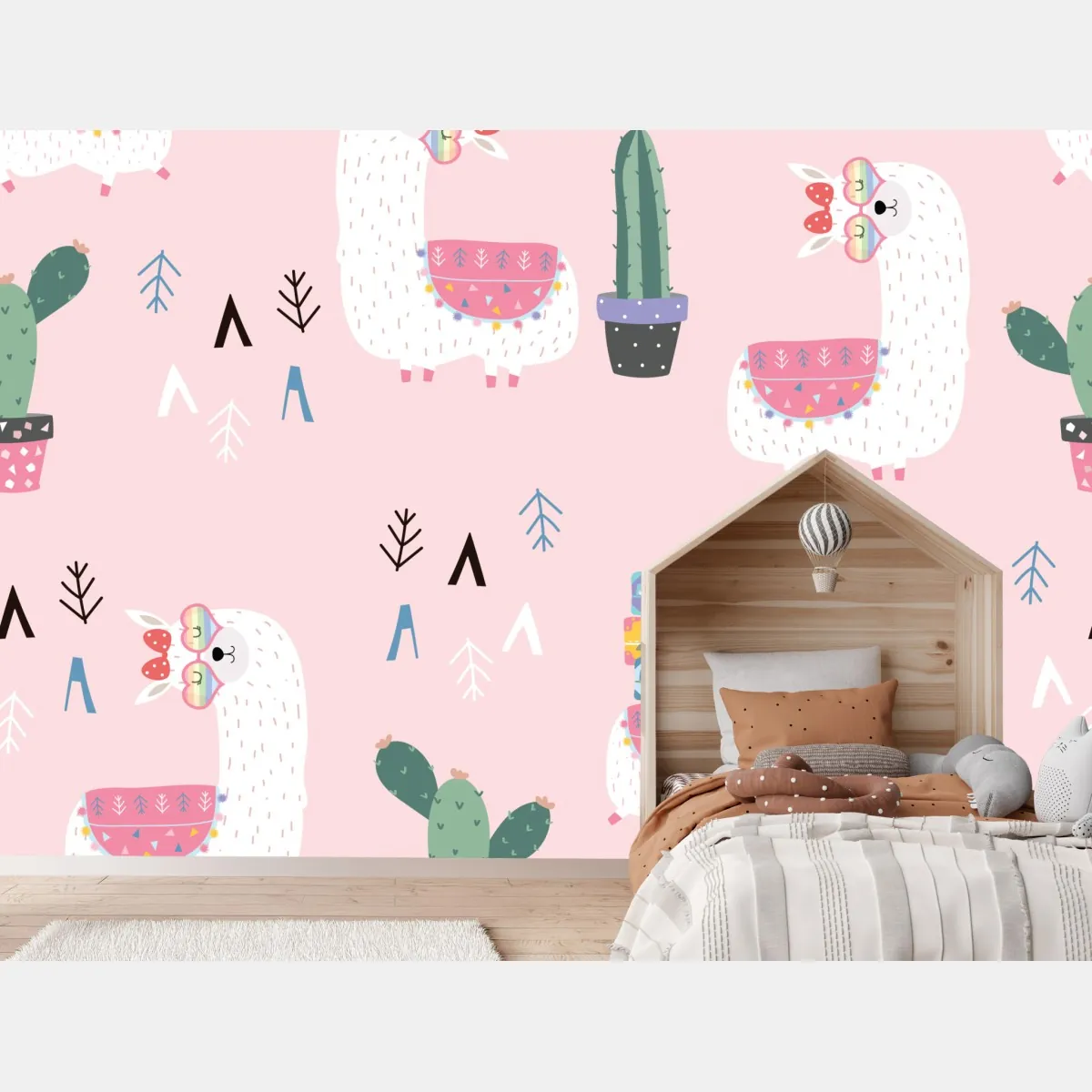 Fototapeta uroczy pastelowy wzór z lamami – Wallissimo® Fototapeta uroczy pastelowy wzór z lamami – Wallissimo®