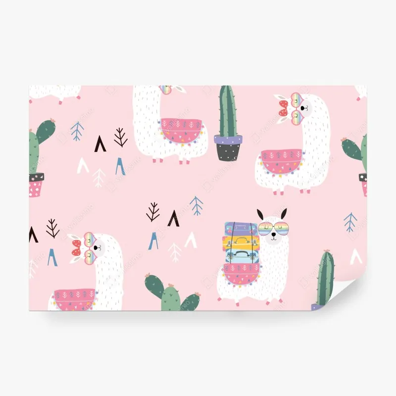 Fototapeta uroczy pastelowy wzór z lamami