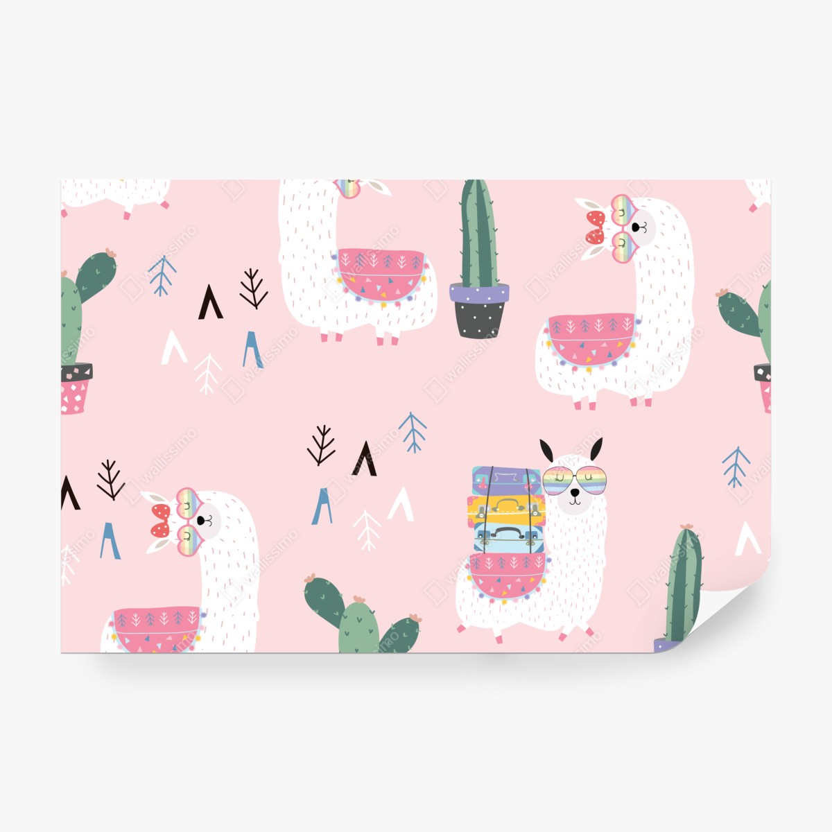 Fototapeta uroczy pastelowy wzór z lamami – Wallissimo® Fototapeta uroczy pastelowy wzór z lamami – Wallissimo®