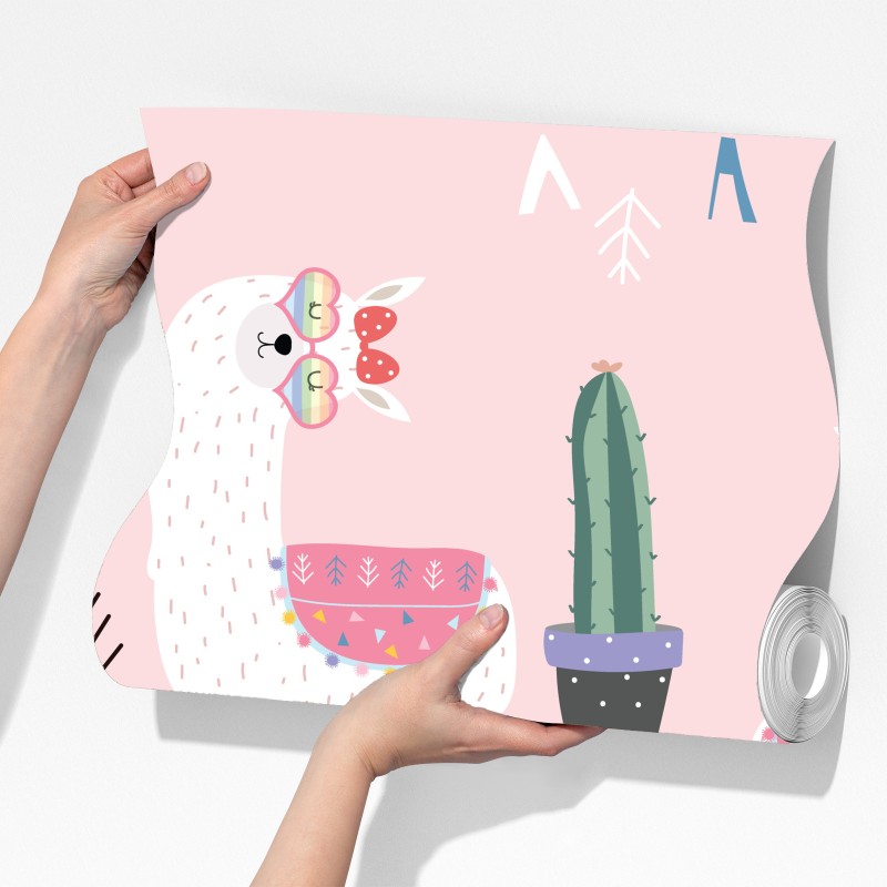 Fototapeta uroczy pastelowy wzór z lamami – Wallissimo® Fototapeta uroczy pastelowy wzór z lamami – Wallissimo®