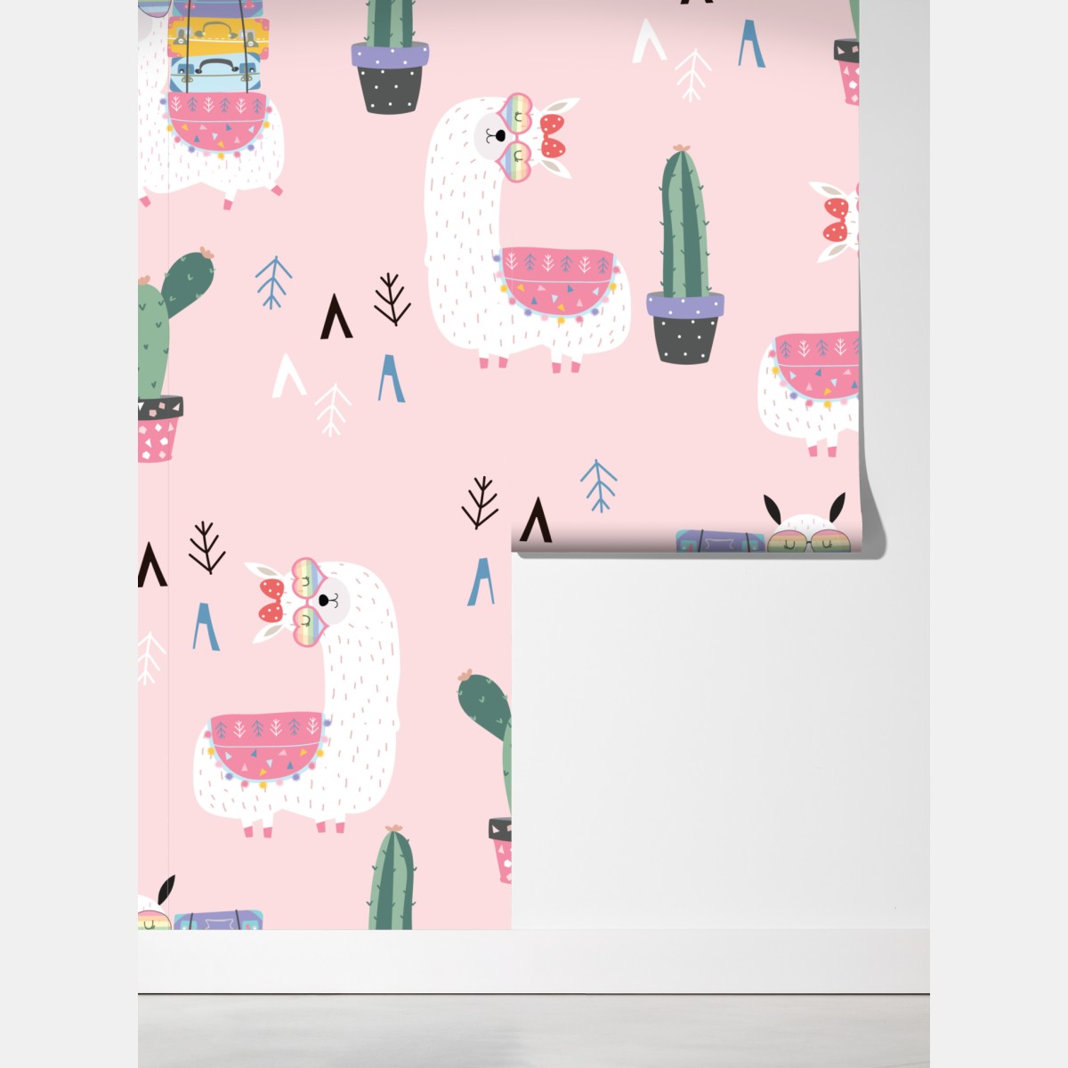 Fototapeta uroczy pastelowy wzór z lamami – Wallissimo® Fototapeta uroczy pastelowy wzór z lamami – Wallissimo®