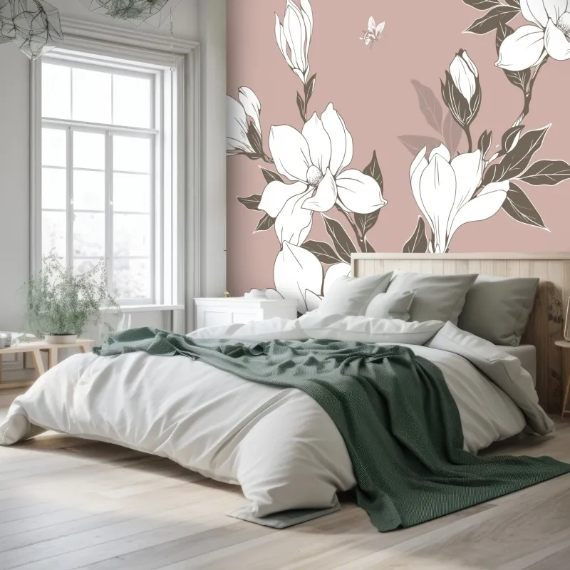 Fototapeta delikatny wzór z magnoliami