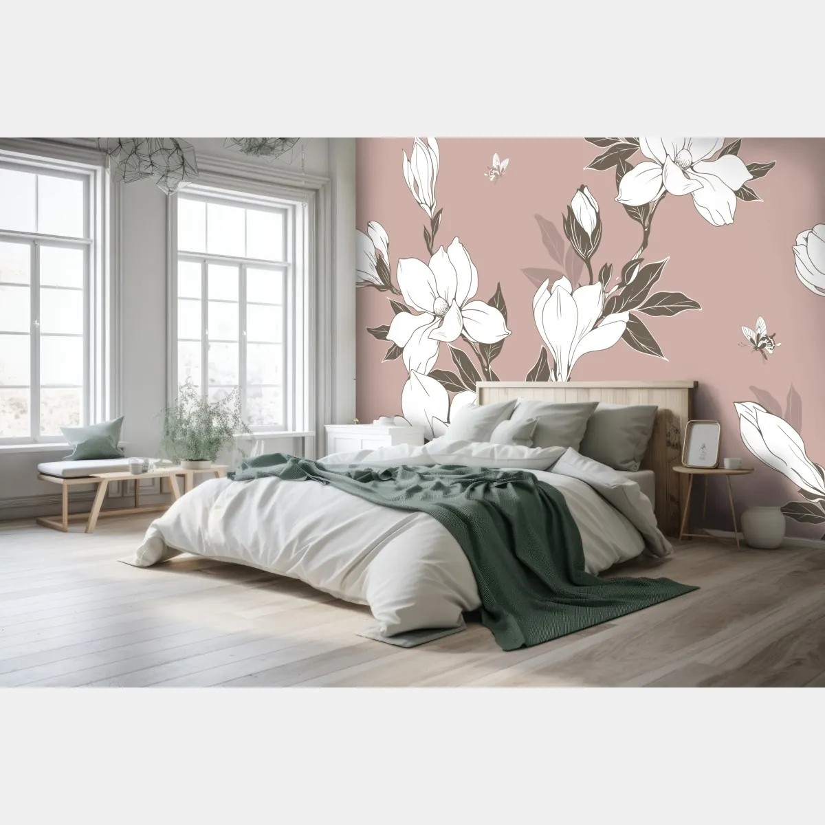 Fototapeta delikatny wzór z magnoliami – Wallissimo® Fototapeta delikatny wzór z magnoliami – Wallissimo®