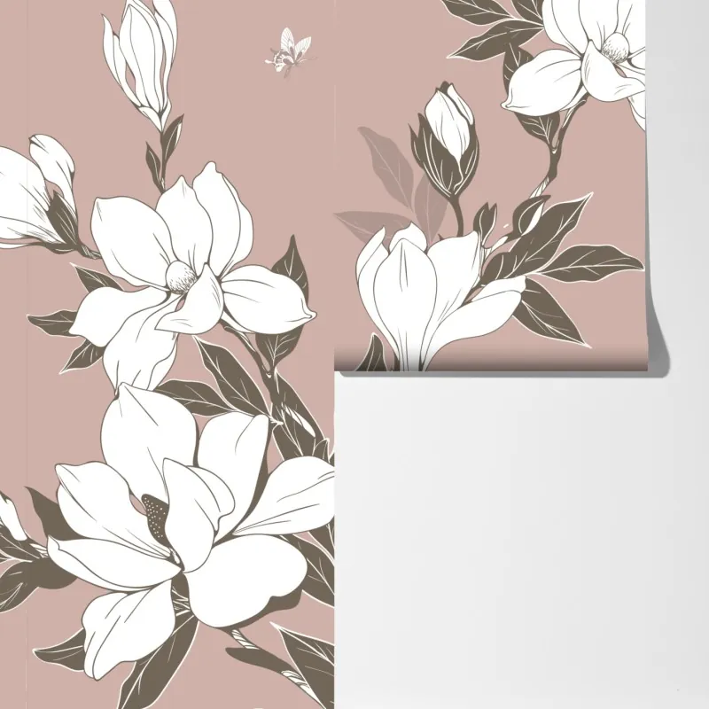Fototapeta delikatny wzór z magnoliami – Wallissimo® Fototapeta delikatny wzór z magnoliami – Wallissimo®