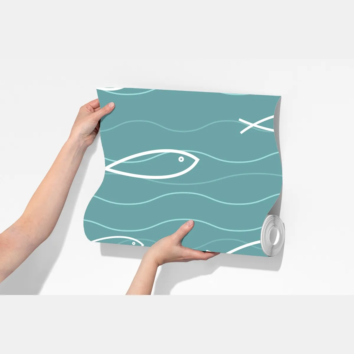 Fototapeta turkusowy wzór z rybkami – Wallissimo® Fototapeta turkusowy wzór z rybkami – Wallissimo®