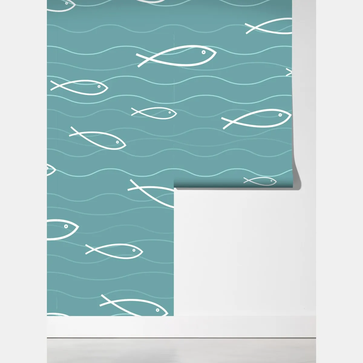 Fototapeta turkusowy wzór z rybkami – Wallissimo® Fototapeta turkusowy wzór z rybkami – Wallissimo®