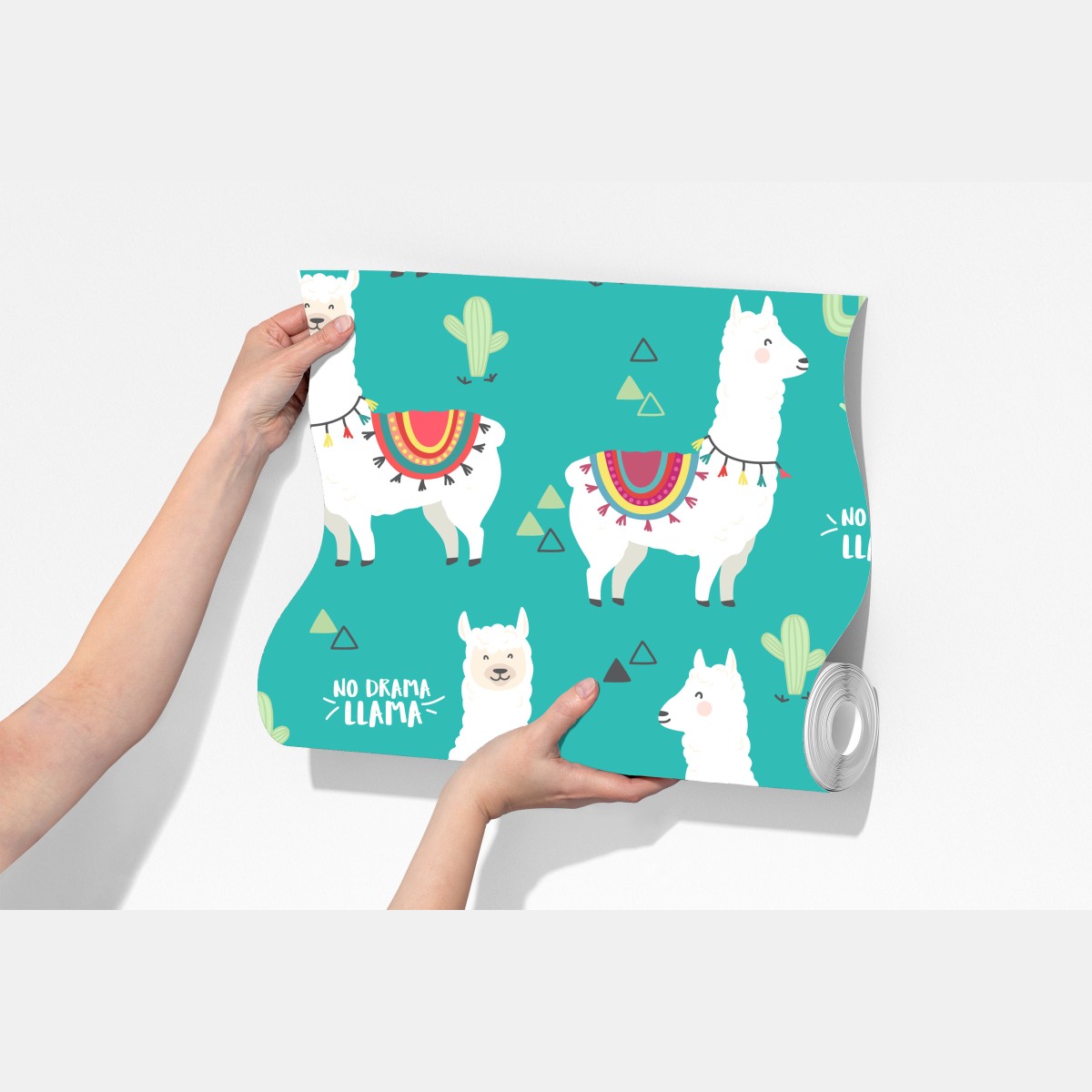 Fototapeta radosny wzór z lamami na turkusowym tle – Wallissimo® Fototapeta radosny wzór z lamami na turkusowym tle – Wallissimo®