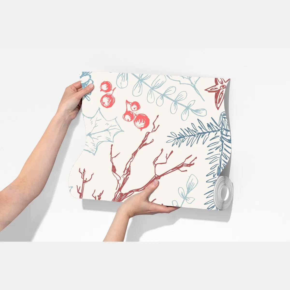 Fototapeta ręcznie rysowany zimowy wzór botaniczny – Wallissimo® Fototapeta ręcznie rysowany zimowy wzór botaniczny – Wallissimo®