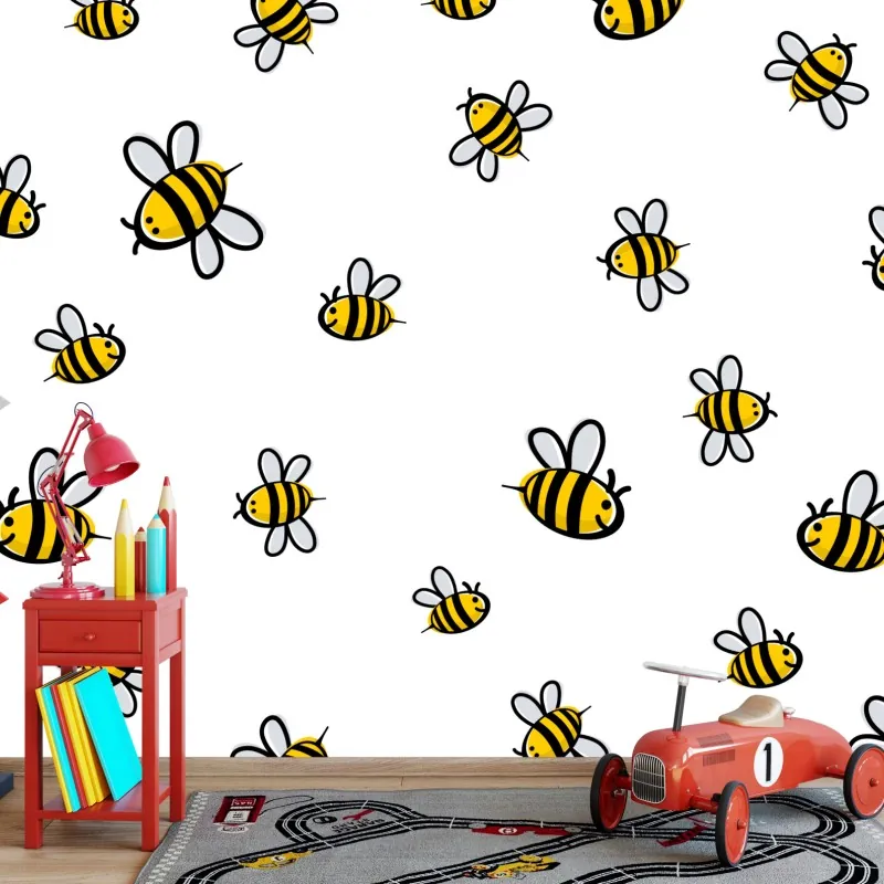 Fototapeta wesoły wzór z pszczołami do pokoju dziecięcego – Wallissimo® Fototapeta wesoły wzór z pszczołami do pokoju dziecięcego – Wallissimo®