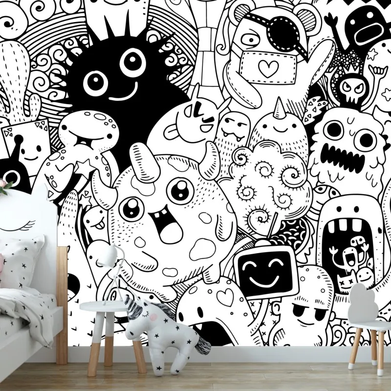 Fototapeta zabawny rysunek z potworami