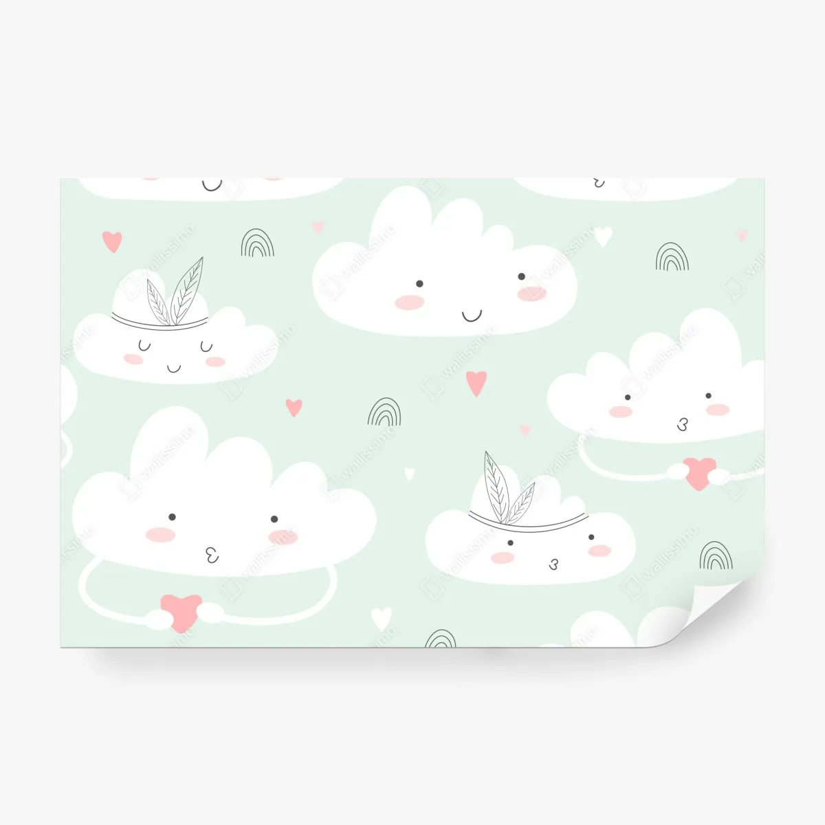 Fototapeta uśmiechnięte chmurki pastelowy wzór – Wallissimo® Fototapeta uśmiechnięte chmurki pastelowy wzór – Wallissimo®