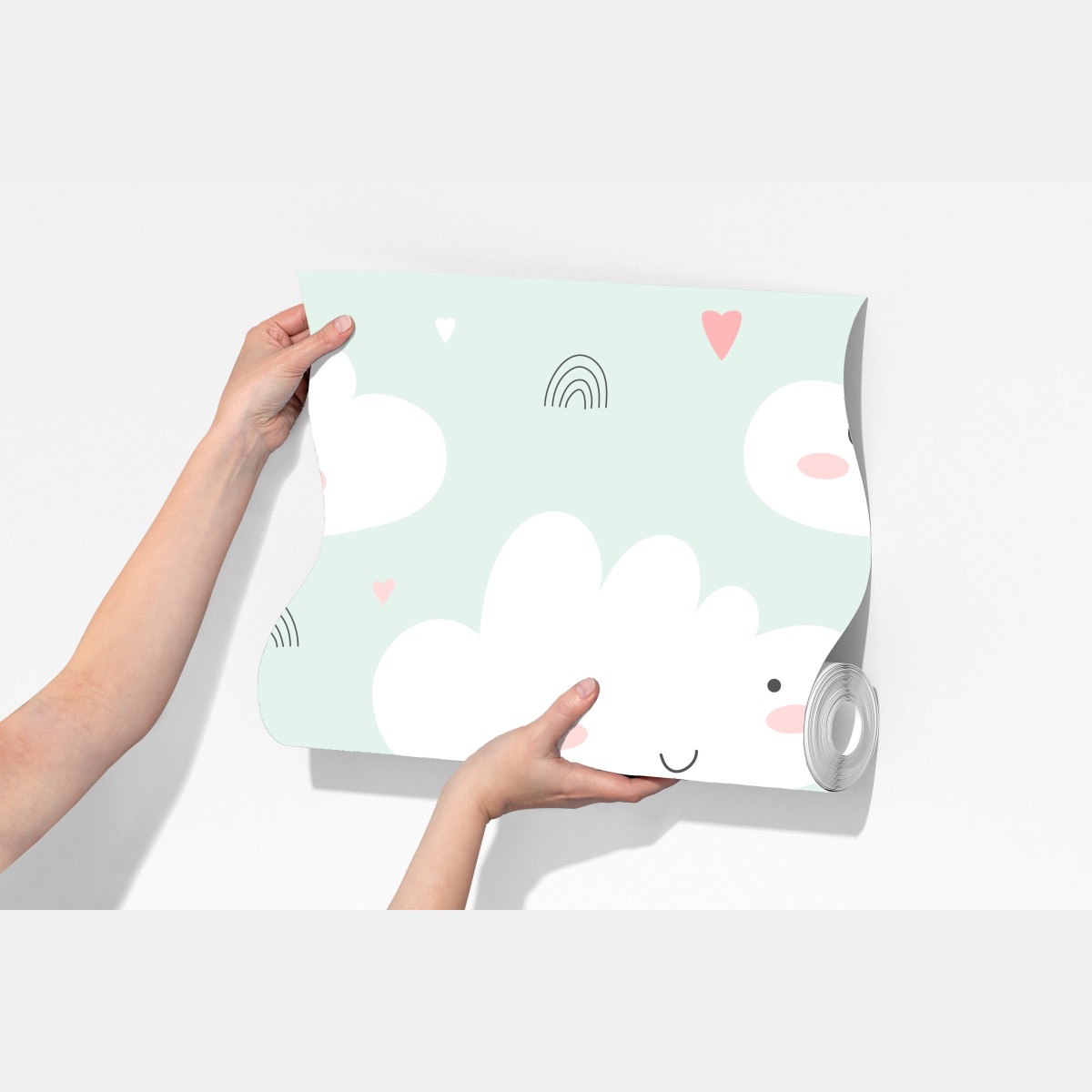 Fototapeta uśmiechnięte chmurki pastelowy wzór – Wallissimo® Fototapeta uśmiechnięte chmurki pastelowy wzór – Wallissimo®