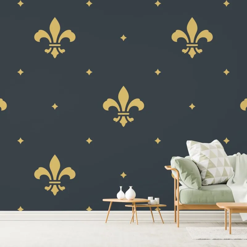 Fototapeta złoty wzór lilii na ciemnym tle – Wallissimo® Fototapeta złoty wzór lilii na ciemnym tle – Wallissimo®