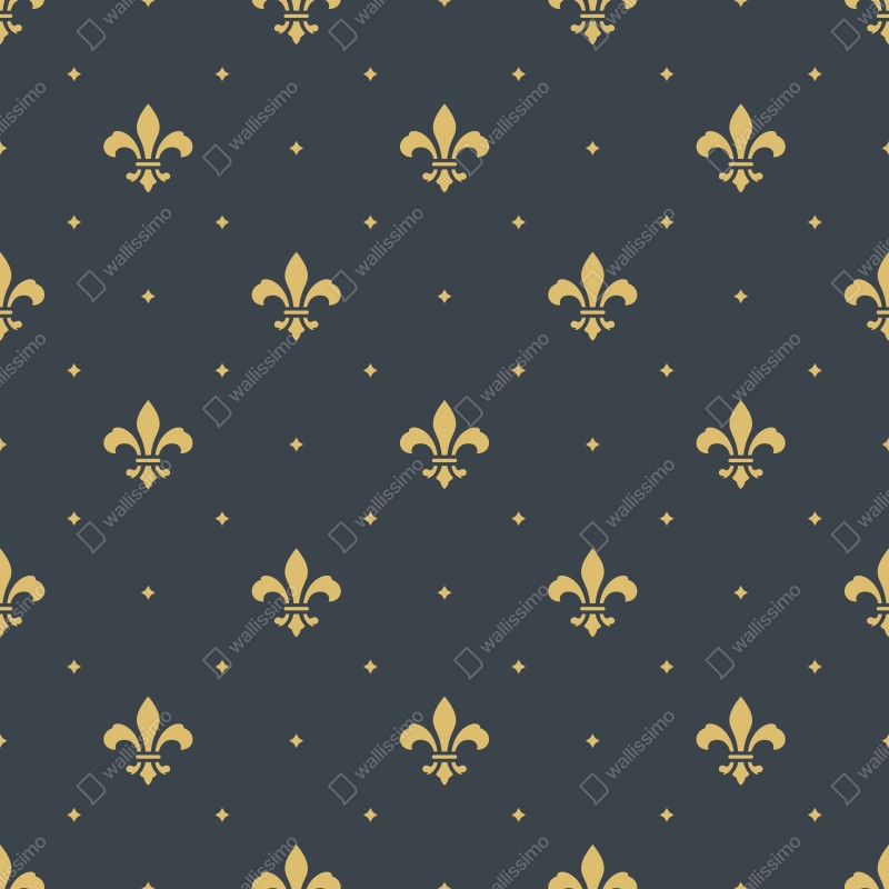 Fototapeta złoty wzór lilii na ciemnym tle – Wallissimo® Fototapeta złoty wzór lilii na ciemnym tle – Wallissimo®