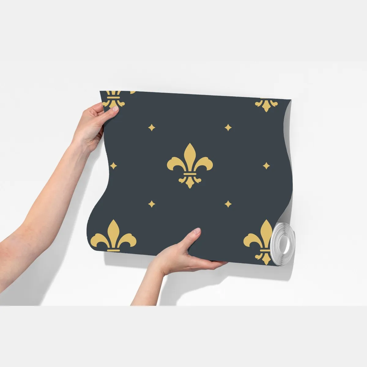 Fototapeta złoty wzór lilii na ciemnym tle – Wallissimo® Fototapeta złoty wzór lilii na ciemnym tle – Wallissimo®