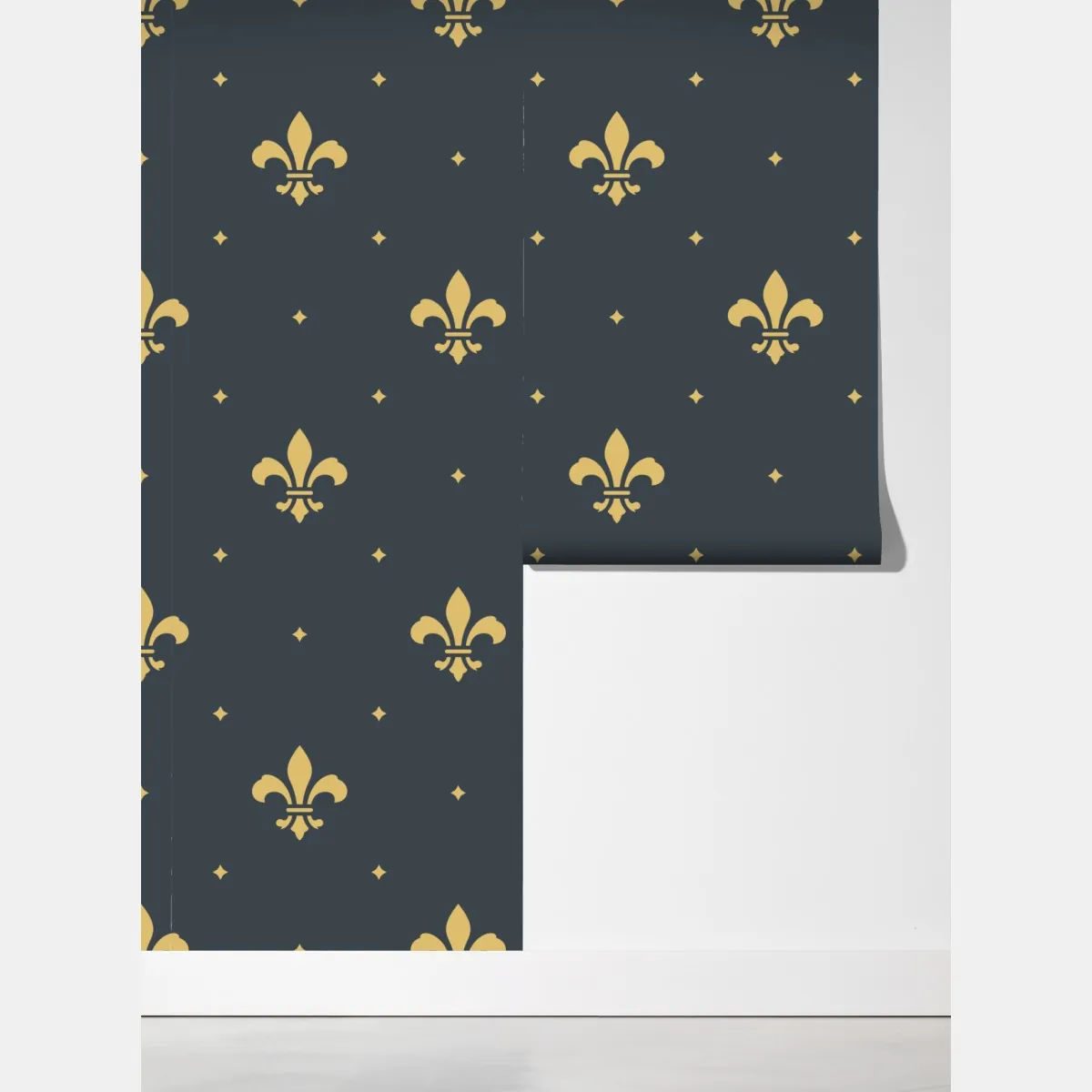 Fototapeta złoty wzór lilii na ciemnym tle – Wallissimo® Fototapeta złoty wzór lilii na ciemnym tle – Wallissimo®